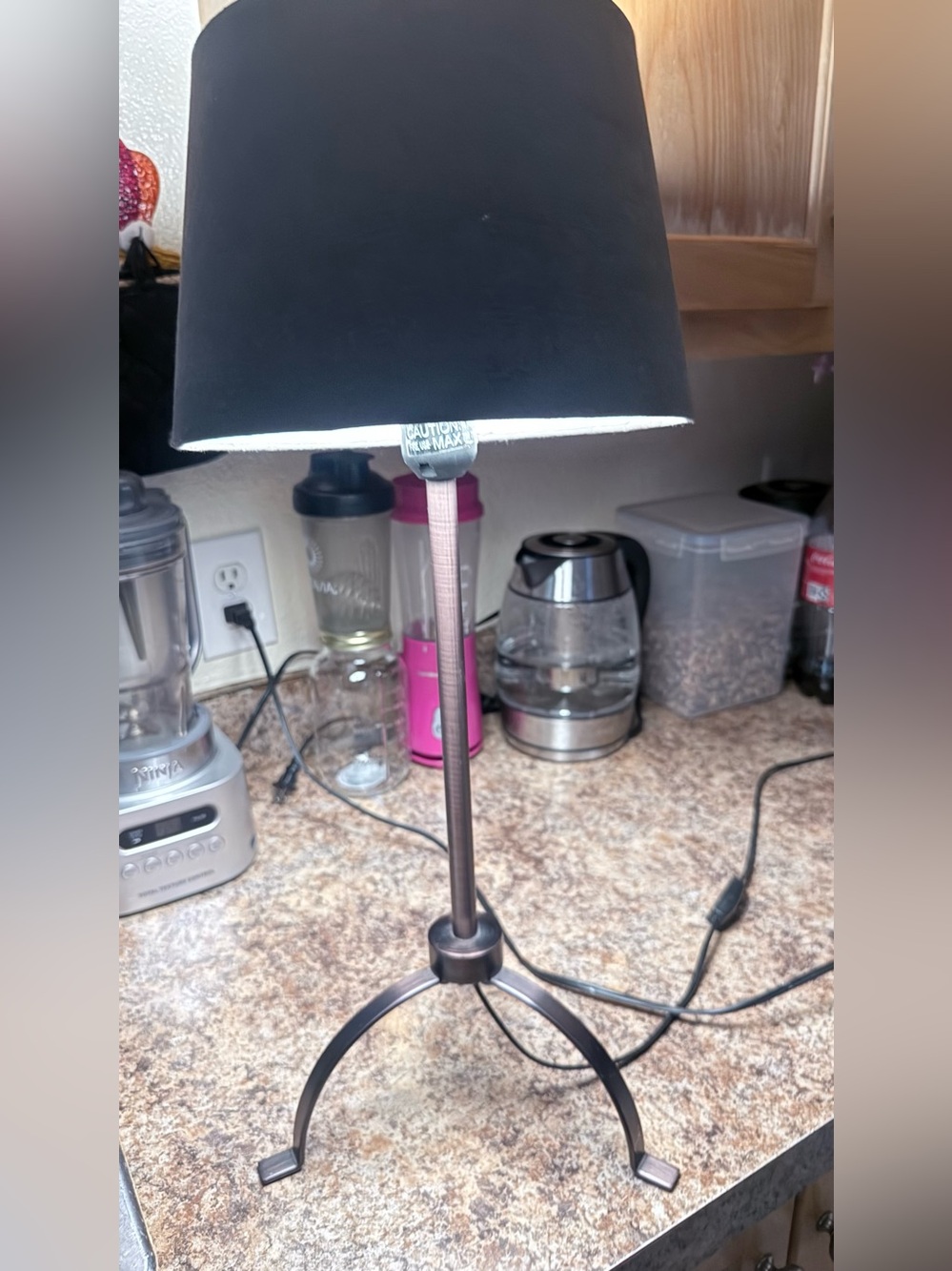 Black Shade Bronze Metal Table Lamp - Modern Home Dining Accent